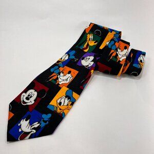 Vtg Mickey Unlimited Disney Necktie Tie Black Theme Park Magic Kingdom Mens